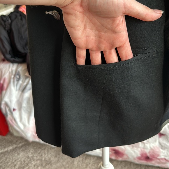 Karen Kane Vintage Wool Mock  Neck Fitted Blazer With Embroidery & Metal Buttons - Picture 6 of 13